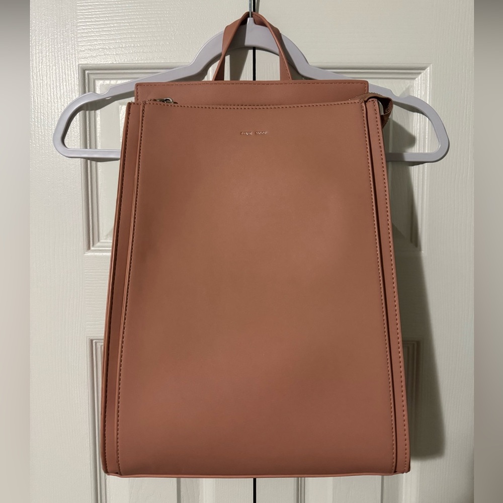 Pixie Mood Orange Pink Vegan Leather Backpack with Adjustable Straps